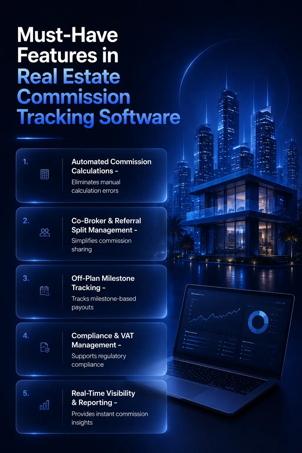 Features in realestate commission tracking