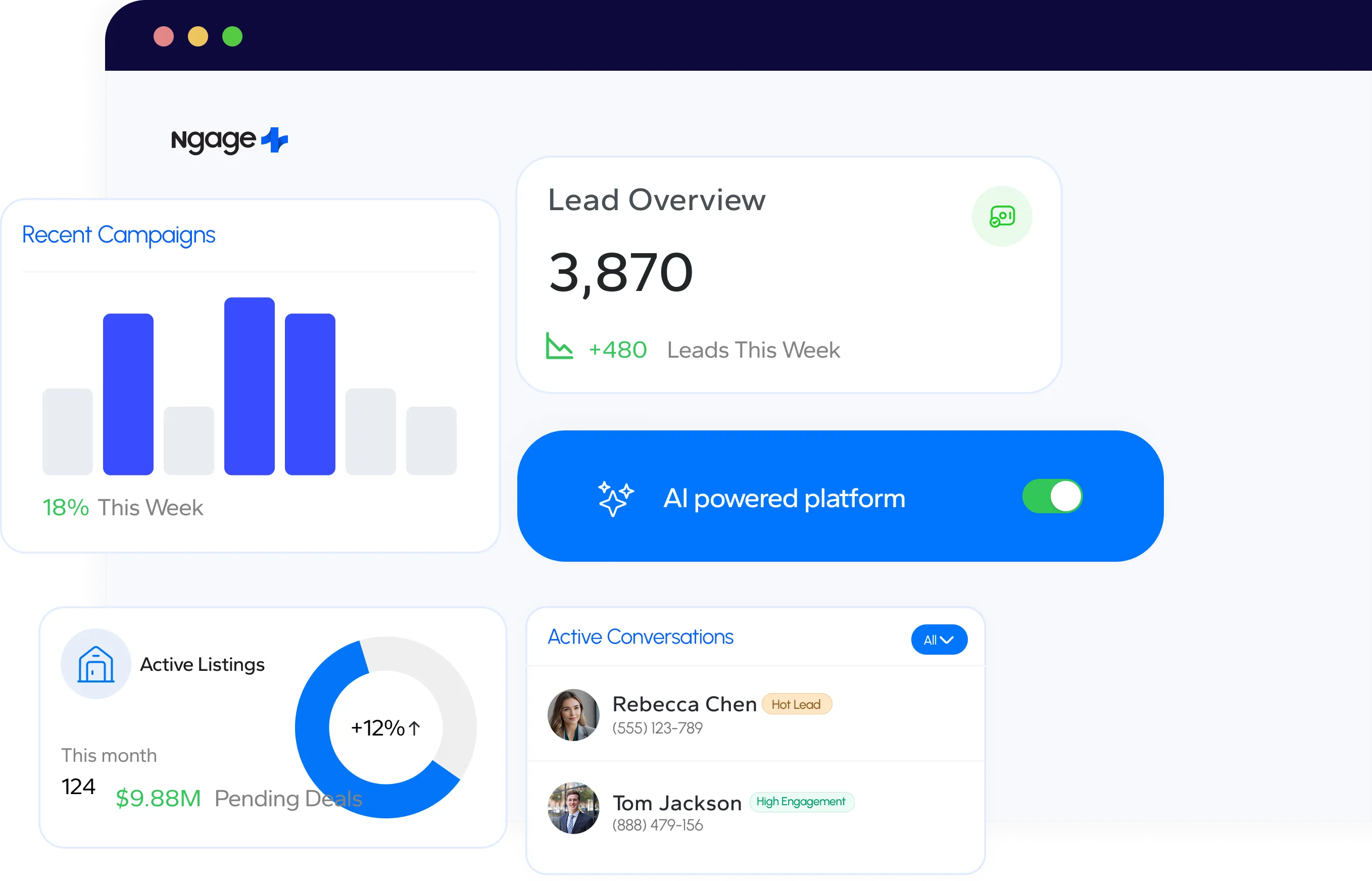 Retyn Real Estate CRM with WhatsApp Integration Dashboard
