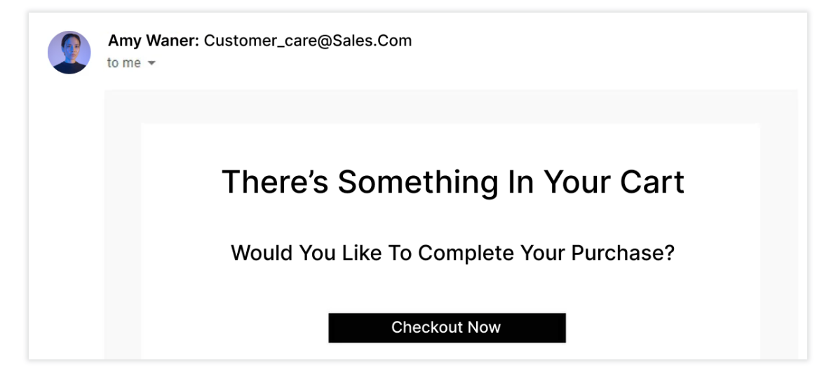 Cart abandonment email