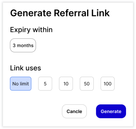 Generate referral code